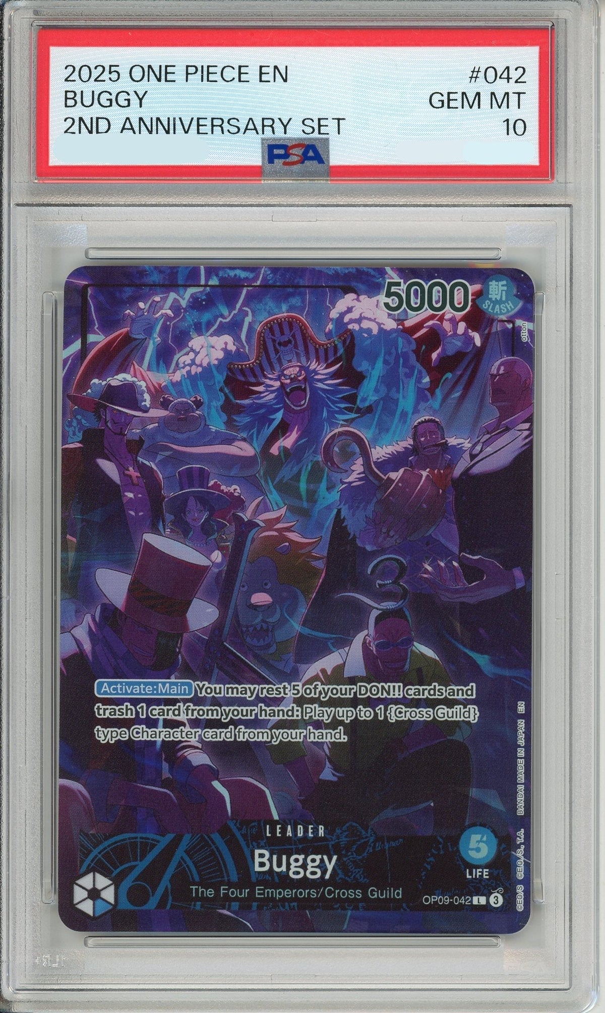 One Piece Graded: Buggy OP09-042 2nd Anniversary Set (2025) PSA 10